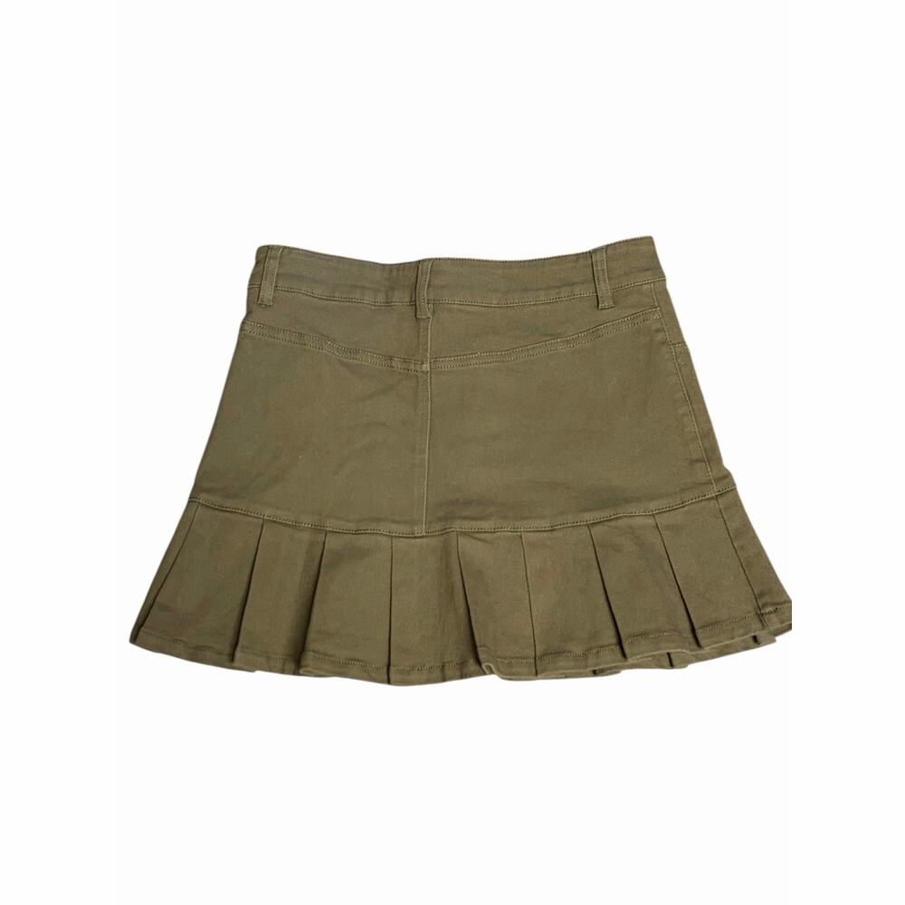 Elodie Olive Green Pleated Mini Skirt Size S NWT Cotton Blend 🌼 - Picture 2 of 6